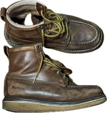 DieHard 브라운 가죽 부츠 가죽 신발
