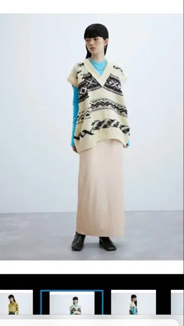 [새상품급] ADAM ET ROPE' 인조 가죽 2way 지퍼 스커트 M