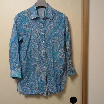 페이즐리 무늬 린넨 긴팔 셔츠