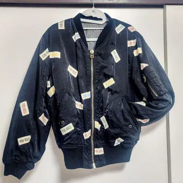 핑크하우스 충전솜 블루종 자켓 와펜 블랙