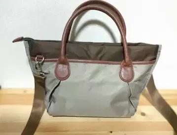 ZAZA 그레이 나일론 토트백 가죽 핸들 포함 숄더 포함