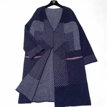 근년 키요코 타카세 롱 가디건 코디건 사이즈 9 네이비