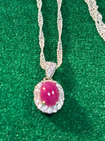 핑크 루비 실버 목걸이