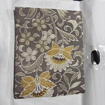 꽃무늬 자수 나고야 오비 베이지 계열 순수 실크