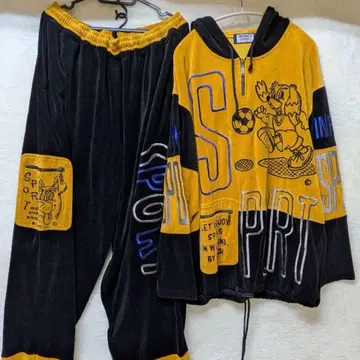 인피니티 스포츠 벨로아 셋업 후드 부착 저리 블랙/노랑