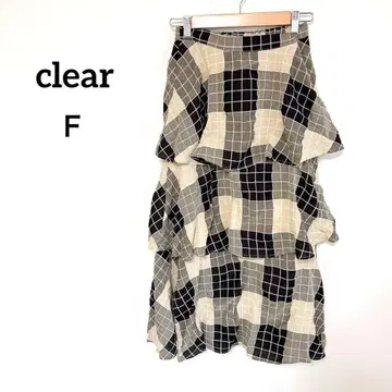 클리어 티어드 체크 롱 스커트 F 성숙하고 귀여운
