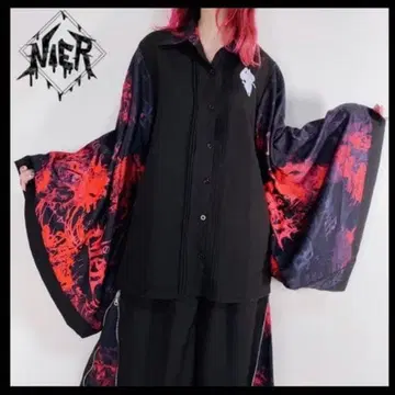 Nier 기모노풍 소매 블로킹 셔츠