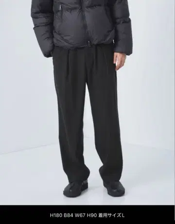 새상품 Morley 1 플리츠 와이드 팬츠 블랙 L 유나이티드 애로우즈