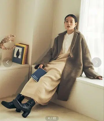 CREDONA 33000엔 완판 미들 기장 샤기 돌먼 코트 베이지