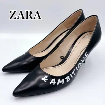 ZARA 블랙 Ambitious Unstoppable 포인티드 토 39