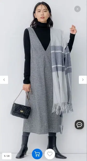 실크 네프 트위드 오버롤 스커트