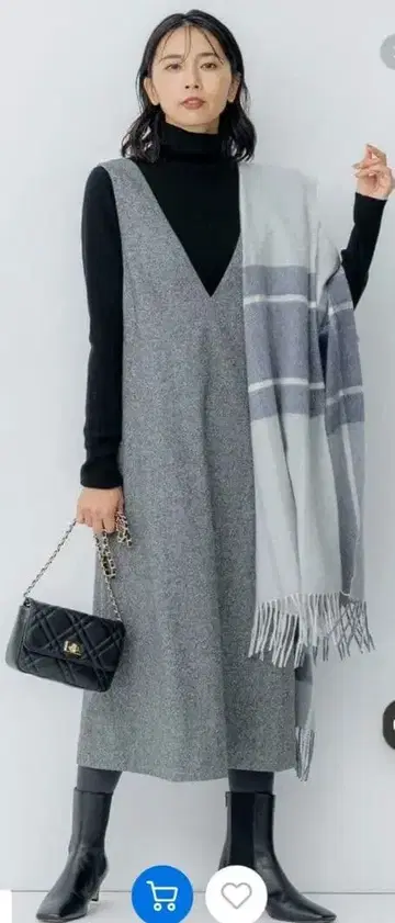 실크 네프 트위드 오버롤 스커트