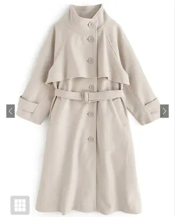 GRL 벨트 포함 스탠드 카라 케이프 롱 코트[ze780] 아이보리