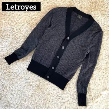 Letroyes 루트로와 울 니트 가디건 하운드투스 체크 패턴 프랑스제