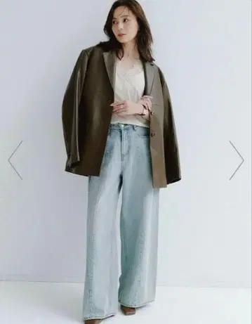 사이드 턱 캐주얼 와이드 데님 anuans