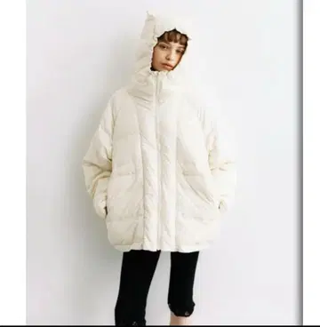 완판템 wcj [발수] 고양이 귀 다운 자켓 화이트 신상