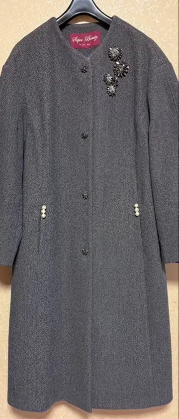 슈퍼 뷰티 Super Beauty 롱 코트 그레이 44 새상품