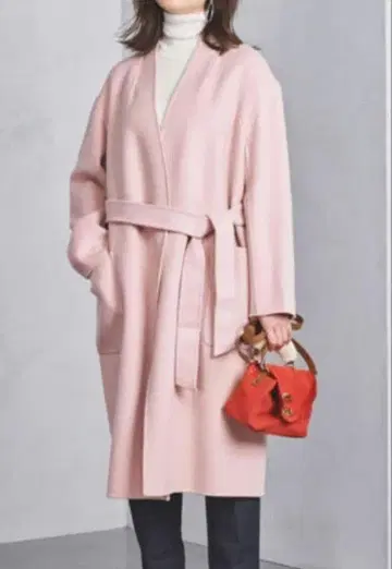 유나이티드 애로우즈 리버 노카라 코트 핑크