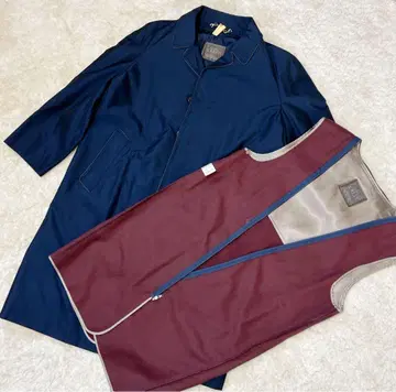 새상품급 SANYO CREST 스텐카라 코트 울 라이너 실크 혼방 광택