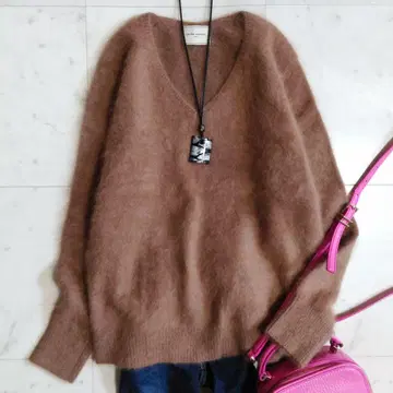 컨디션 최상 유나이티드 애로우즈 샤기 복슬복슬 울 니트 브라운 계열