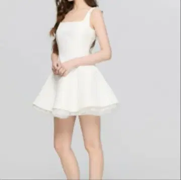 [ muu ] 미니 원피스/드레스/플레어/슬리브리스/화이트/XS/새상품