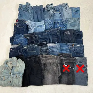 데님 묶음 판매 28개 자켓 포함 리메이크 가공 구제 의류 청바지