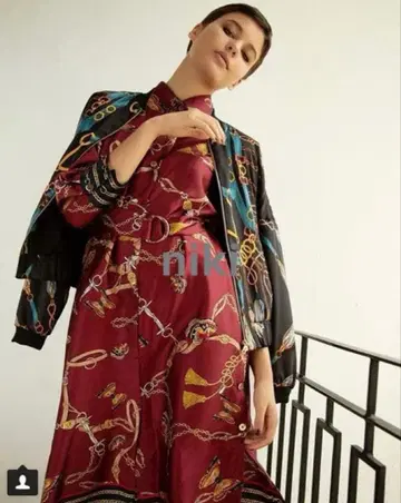 ZARA 버터플라이 체인 프린트 원피스 XS