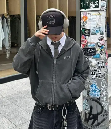 더블 지퍼 숏 후디 [짧은 기장]