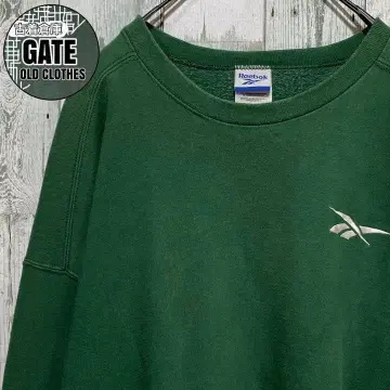 [ USA 제조 ] 리복 원포인트 벡터 자수 로고 맨투맨 그린