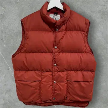 80s USA제 울 리치 다운 베스트 사이즈감 벽돌색 짧은 기장
