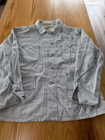 스트라이프 커버올 화이트 네이비 M 사이즈 O HENRY 일본제