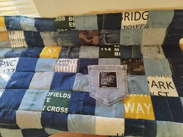 No.1316 핸드메이드 담요 데님 리메이크 패치워크