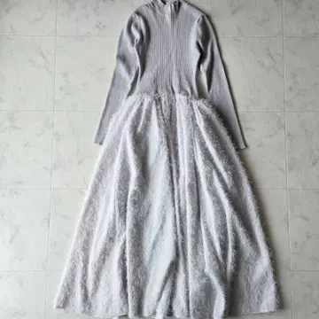 엘렌딕 24AW 재료 도킹 니트 원피스 그레이 플레어