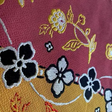 앤티크 나고야 오비 꽃+덩굴 패턴 직조 쇼와 레트로 7-25
