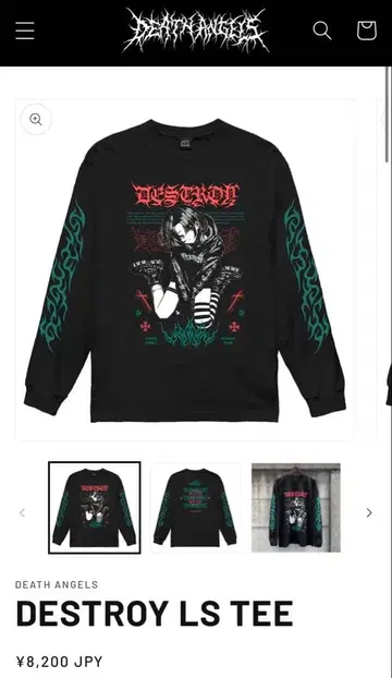 의식 롱t 지뢰계 펑크 스타일 death angels