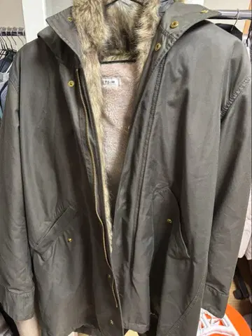 LEPSIM 후드 부착 모즈 코트 올리브 그린