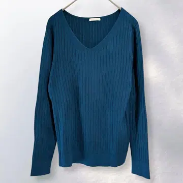 지유 gu 와이드 리브 V넥 스웨터 긴팔 심플 무지 S [ c89