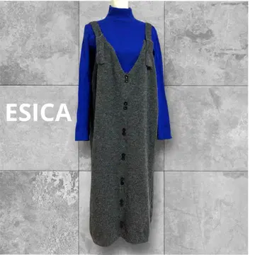 ESICA 깊은 V넥 기모 니트 점프스커트 그레이 F 인기 품절 모델