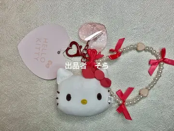 헬로키티 마스코트 부착 비즈 스트랩