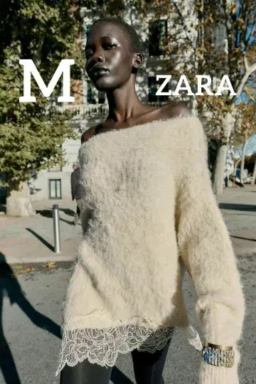 ZARA 레이스 콤비 니트 스웨터 M 사이즈