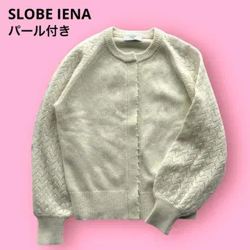 슬로브 이에나 가디건 펄 상의 시스루 니트 크루넥