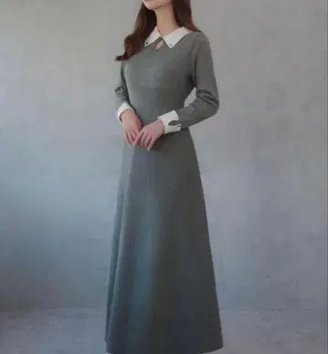 니트 원피스 롱 원피스 바이컬러 맥시 길이 JUNOAH