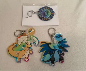 포켓몬 센터 메가 류 메가 리자몽X 아크링 키링 세트