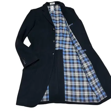 새상품급 베드윈 캐시미어 혼방 체스터 코트 안감 체크 블랙 M