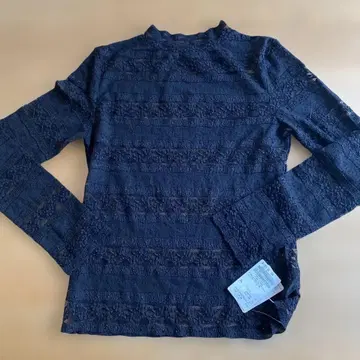 새상품 스트레치 레이스 하이넥 상의 시스루