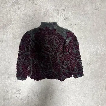 입체 무늬 하이넥 상의 그레이 보라색 신축성