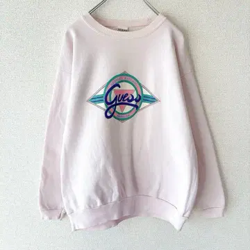 GUESS 90s USA제 로고 프린트 레트로 맨투맨 라이트 핑크