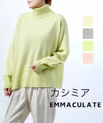 EMMACULATE 캐시미어 혼방 라임 그린 터틀넥 스웨터