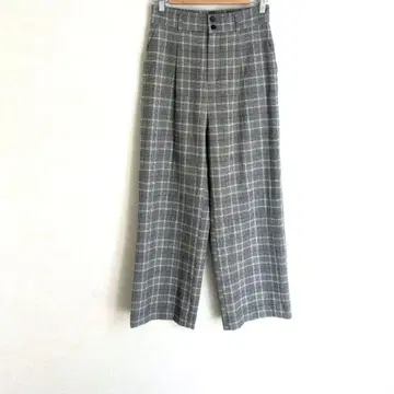 VIS 하이웨스트 사이드 밴딩 체크 오피스 캐주얼 그레이 팬츠