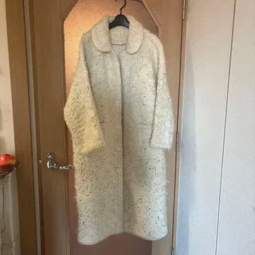아이보리 니트 롱 코트
